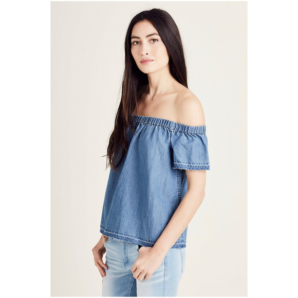 True Religion Tops - True Religion Women's Off The Shoulder Top in Indigo